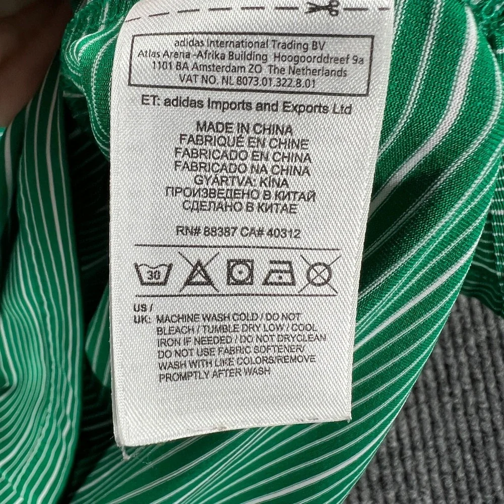 Adidas Polo Shirt Mens XL Extra Large Green Striped Short Sleeve Golf Outdoor